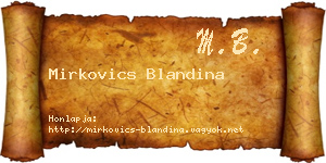 Mirkovics Blandina névjegykártya